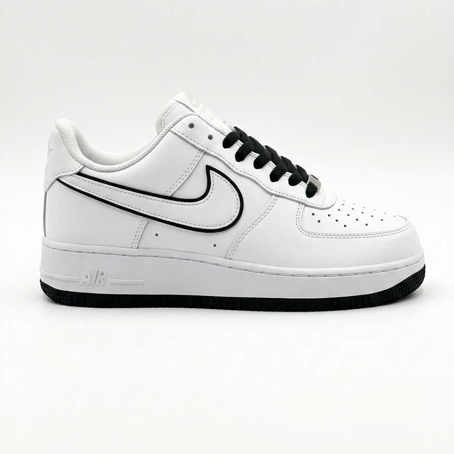 Nike Airforce 1 Stitched Sole - White & Black